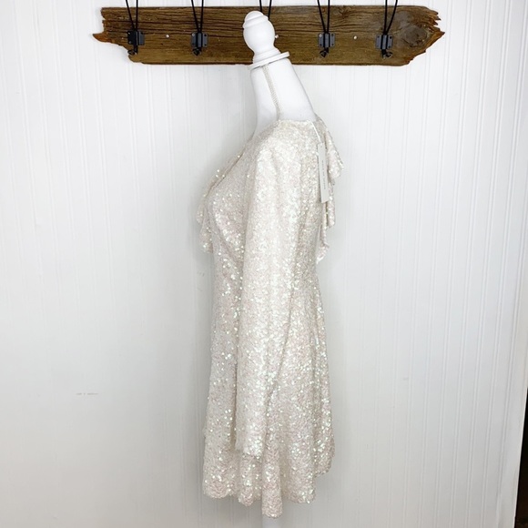 Walk of Shame Allover Sequin Dress Asymmetrical Ruffle NEW WITH TAGS - Picture 6 of 13